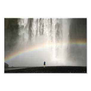 Waterfall in Iceland with a rainbow Photo Print