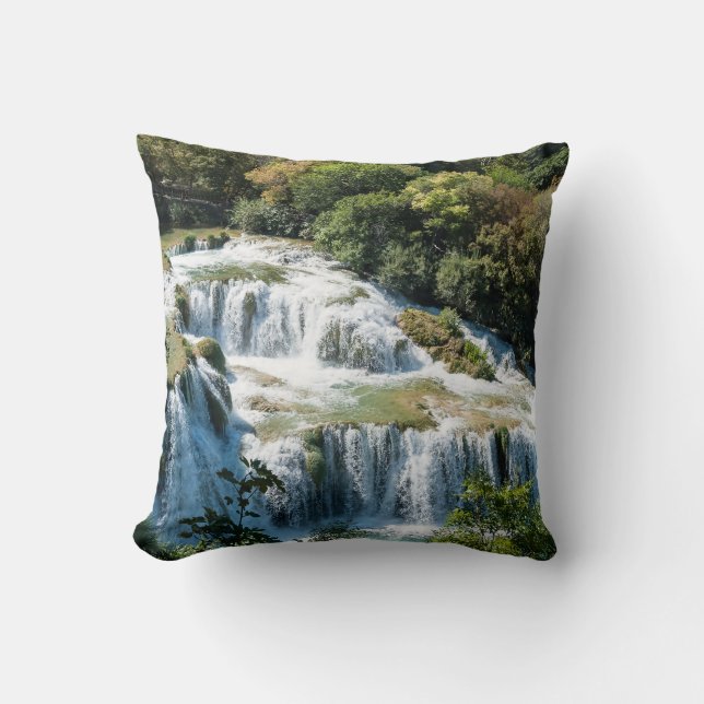 Waterfall in Krka National Park - Dalmatia,Croatia Cushion (Front)