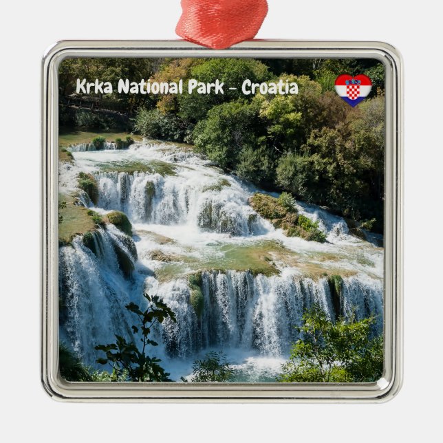 Waterfall in Krka National Park - Dalmatia,Croatia Metal Tree Decoration (Front)