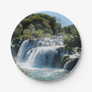 Waterfall in Krka National Park - Dalmatia,Croatia Paper Plate