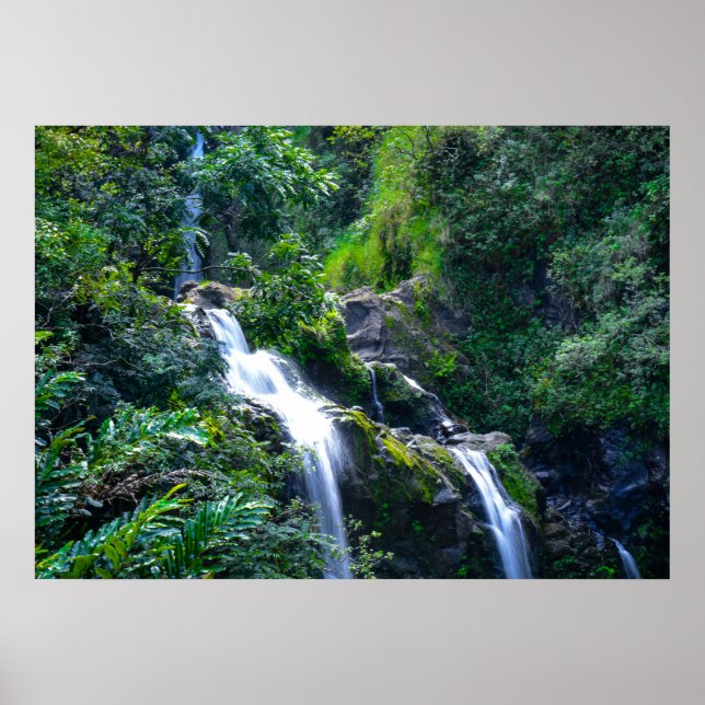 Waterfall in Maui Hawaii Poster (Front)