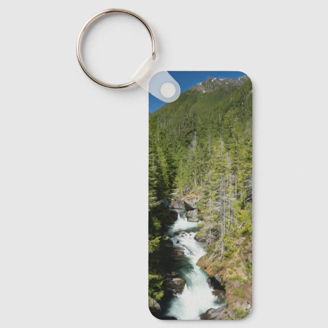 Waterfall in Olympic National Forest Key Ring (Front)