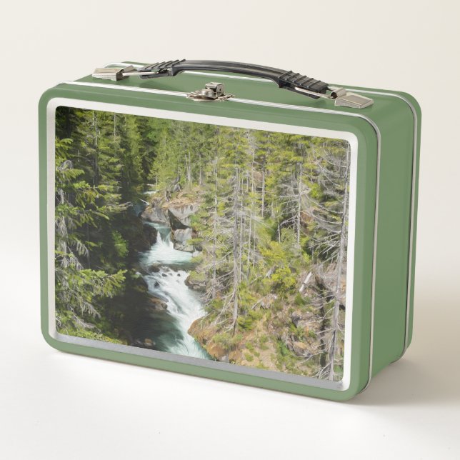 Waterfall in Olympic National Forest Metal Lunch Box (Front)