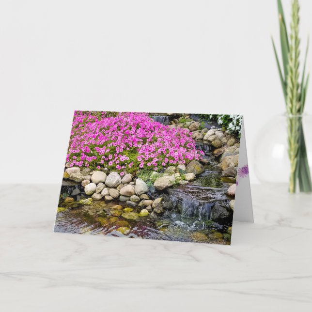 waterfall in rock garden for sympathy card (Front)