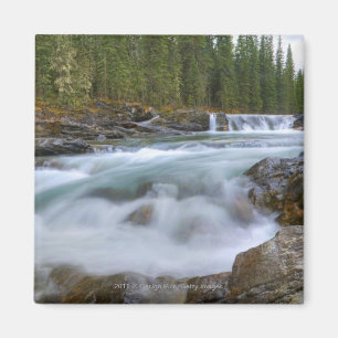 Waterfall In Sheep River In Rocky Mountains Magnet
