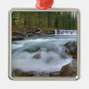 Waterfall In Sheep River In Rocky Mountains Metal Tree Decoration