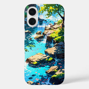Waterfall in Spring Forest iPhone 16 Case