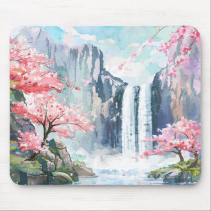 Waterfall in Spring Mouse Mat