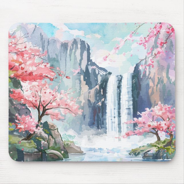 Waterfall in Spring Mouse Mat (Front)