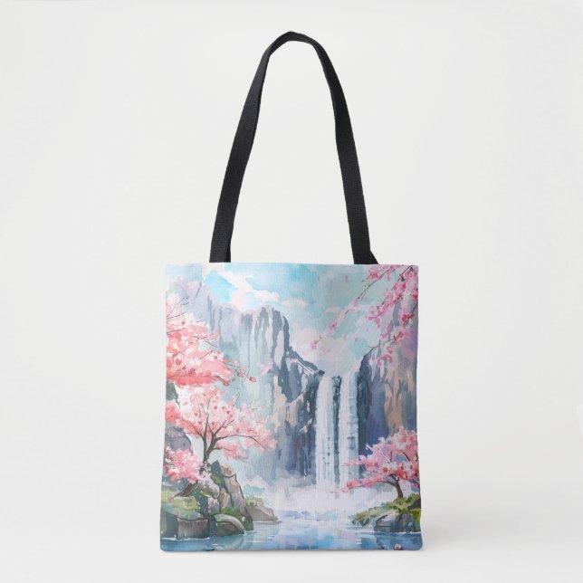 Waterfall in Spring Tote Bag (Front)