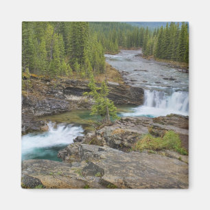 Waterfall In The Canadian Rocky Mountains Magnet