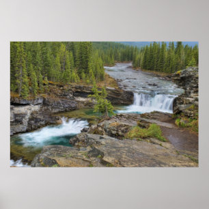 Waterfall In The Canadian Rocky Mountains Poster