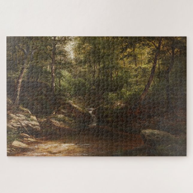 Waterfall in the Forest – George Hetzel Jigsaw Puzzle (Horizontal)