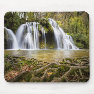 waterfall in the forest mouse mat