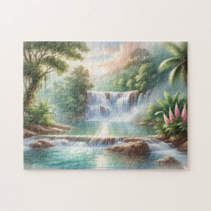 "WATERFALL in WATERCOLOR" JIGSAW PUZZLE
