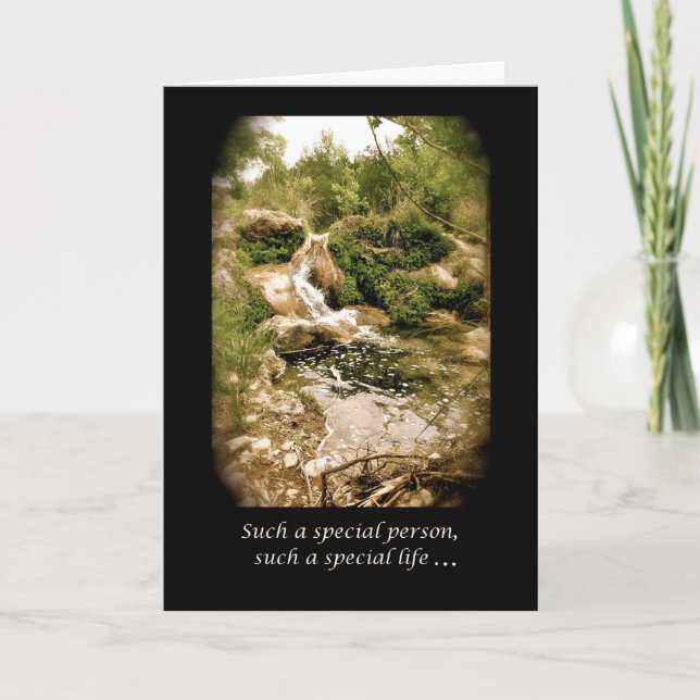 Waterfall in Woods Celebration of Life Invitation (Front)