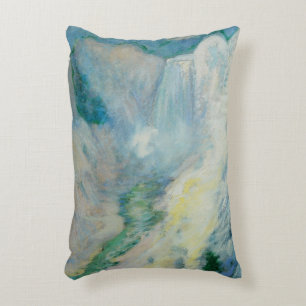 Waterfall in Yellowstone by Twachtman, Vintage Art Decorative Cushion