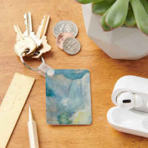 Waterfall in Yellowstone by Twachtman, Vintage Art Key Ring