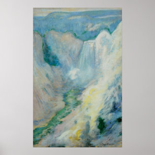 Waterfall in Yellowstone by Twachtman, Vintage Art Poster