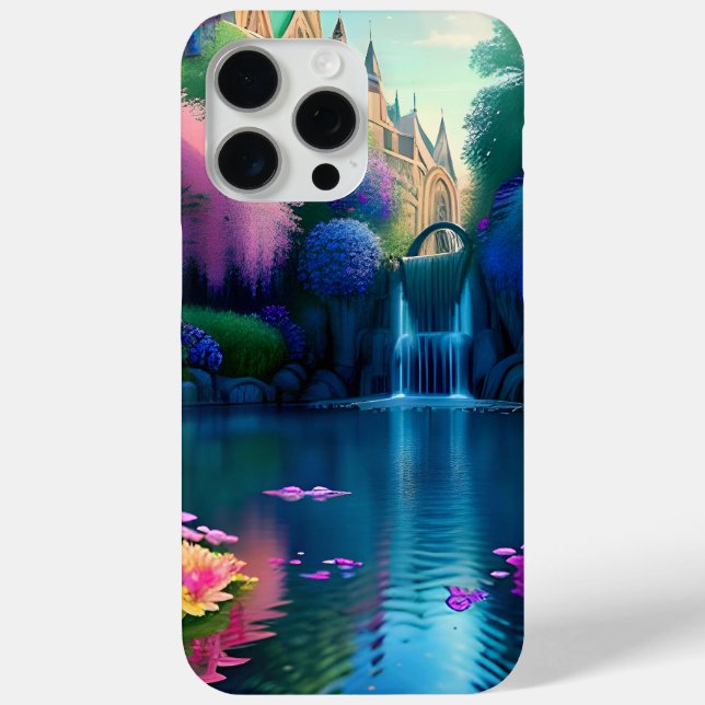 Waterfall into pond with Flowers Case-Mate iPhone Case (Back)
