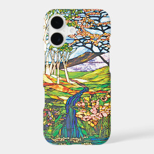 Waterfall Iris Birch Tiffany Stained Glass Window