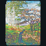 Waterfall Iris Birch Tiffany Stained Glass Window iPad Smart Cover<br><div class="desc">Vintage Art Nouveau Tiffany Stained Glass Window Art ipad cover features beautiful forest landscape in springtime of winding Waterfall,  blossoming Iris flowers & Cherry Trees,  Birch and a Lotus Pond. Exquisite art with an oriental sense of good feng-shui.</div>