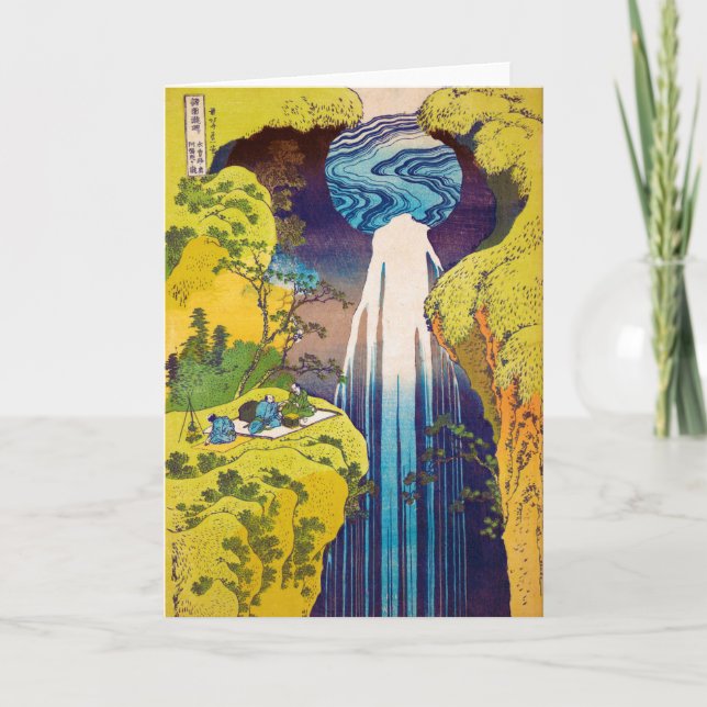 Waterfall, Katsushika Hokusai, Ukiyo-e Card (Front)
