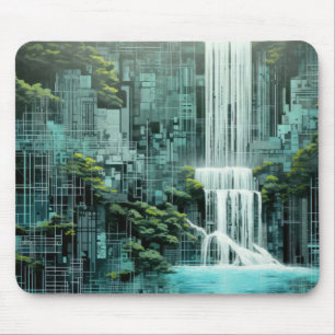 Waterfall Landscape Art Decor Paint Mouse Mat