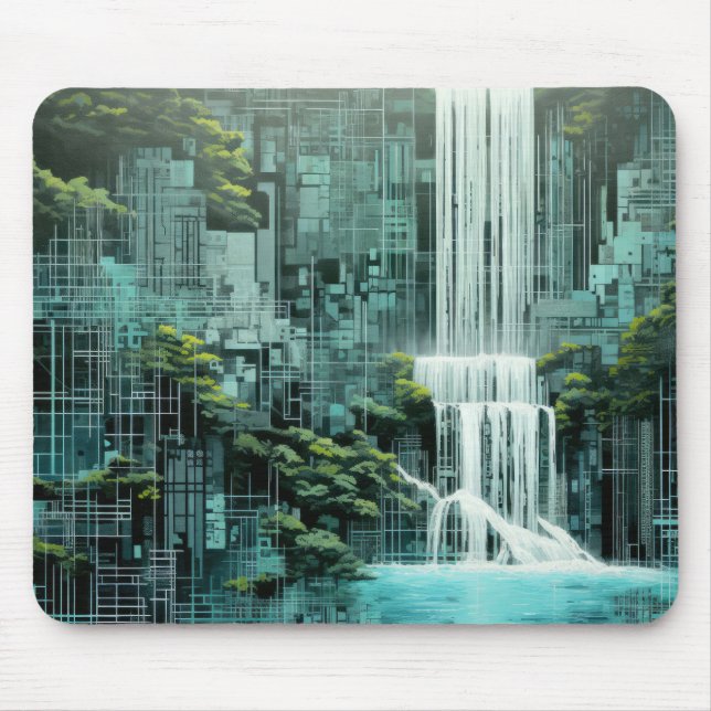 Waterfall Landscape Art Decor Paint  Mouse Mat (Front)