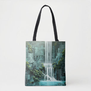 Waterfall Landscape Art Decor Paint Tote Bag