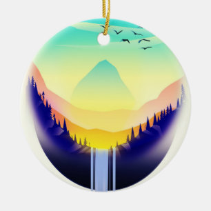 Waterfall Landscape Ceramic Tree Decoration