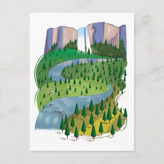 Waterfall Landscape Holiday Postcard (Front)