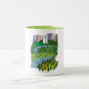 Waterfall Landscape Two-Tone Coffee Mug
