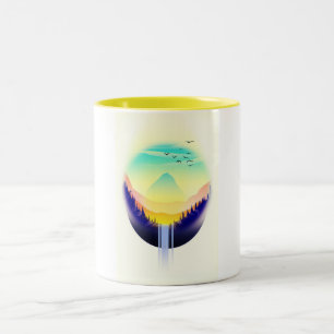 Waterfall Landscape Two-Tone Coffee Mug