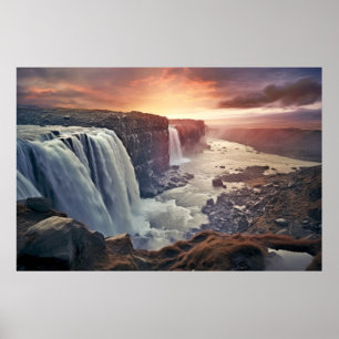 Waterfall Majestic Beautiful Landscape Poster