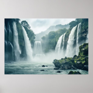 Waterfall Majestic Beautiful Landscape Poster