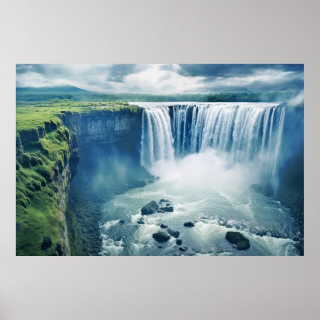 Waterfall Majestic Beautiful Landscape  Poster (Front)