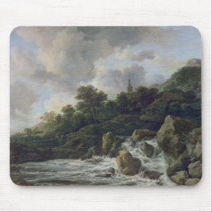 Waterfall Near a Village, c.1665-70 Mouse Mat