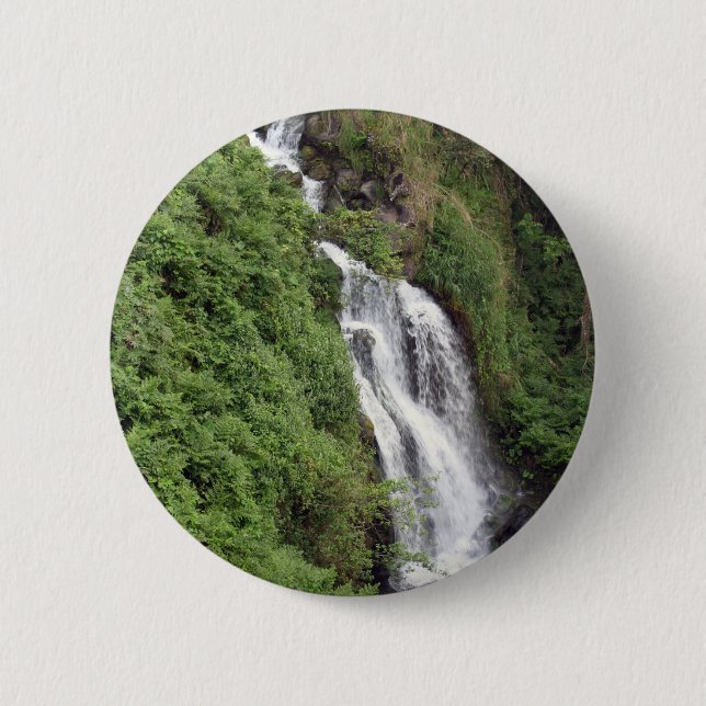 Waterfall Near Hilo, Hawaii 6 Cm Round Badge (Front)