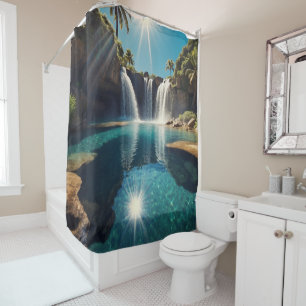 Waterfall Oasis Shower Curtain With Custom Image