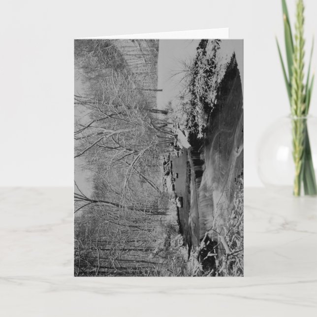 Waterfall on a Snowy Day Holiday Card (Front)