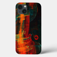 Waterfall Orange Red Blue Abstract Art