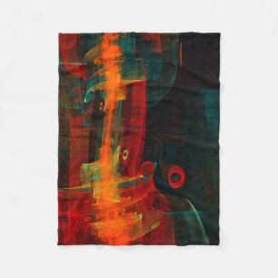 Waterfall Orange Red Blue Abstract Art Fleece Blanket