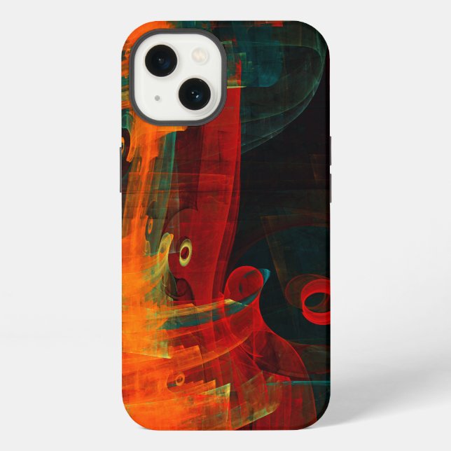 Waterfall Orange Red Blue Abstract Art iPhone Case (Back)