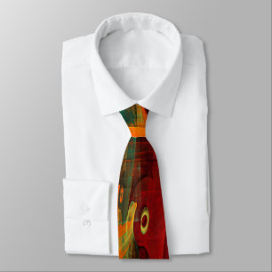 Waterfall Orange Red Blue Abstract Art Tie