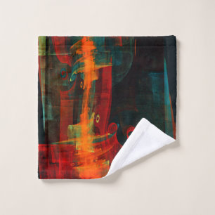 Waterfall Orange Red Blue Abstract Art Wash Cloth