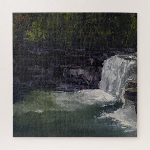 Waterfall Original Impressionist Art Challenging Jigsaw Puzzle