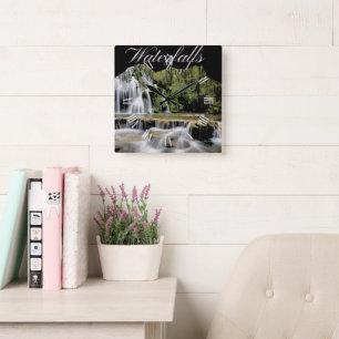 Waterfall Outdoor Adventures Square Wall Clock