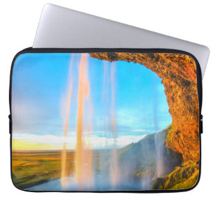 Waterfall Over Rocks Nature Photography Peaceful Laptop Sleeve