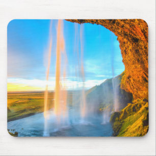 Waterfall Over Rocks Nature Photography Peaceful Mouse Mat